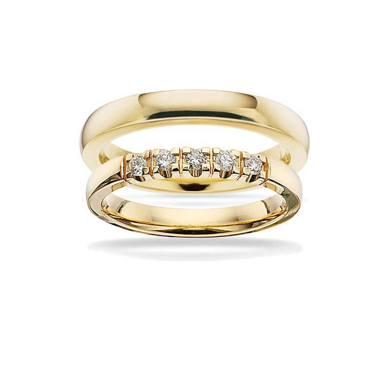 Trauringe - Grace Ringe 14kt. in 3mm mit 0,03ct. Diamant (wählen Sie die Anzahl der Steine)