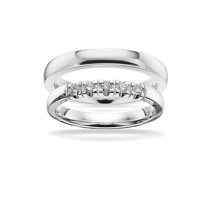 Trauringe - Grace Weißgold 14kt. in 3mm und 0,03ct. (Anzahl der Steine wählen)