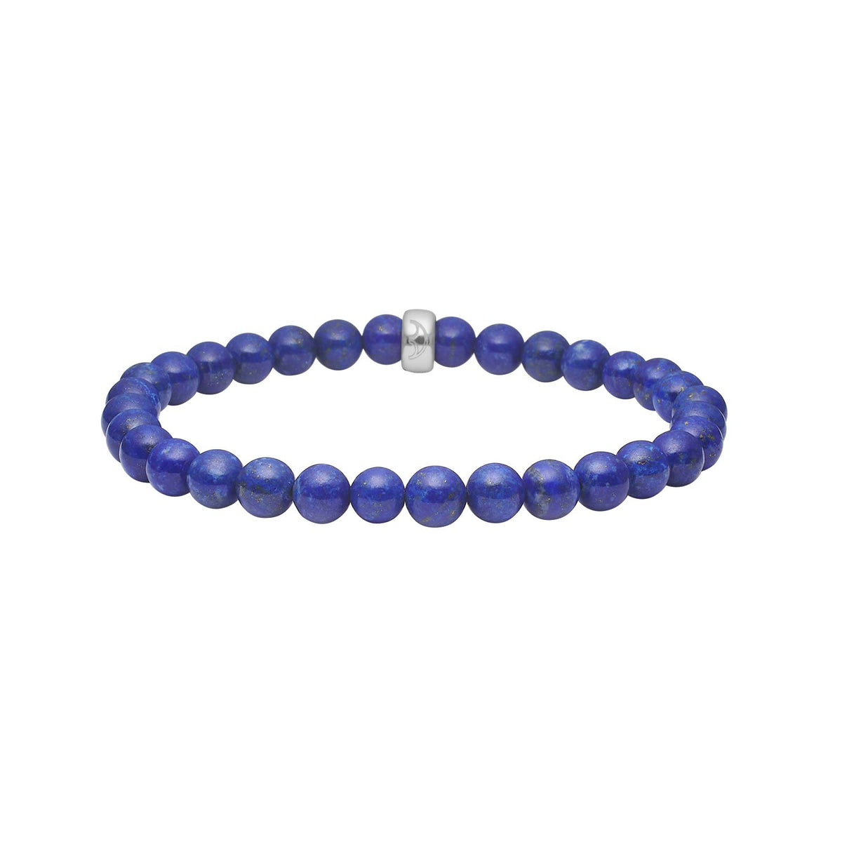 Elegantes Heide Heinzendorff Lapis-Armband aus Sterlingsilber mit runden 6-mm-Lapislazuli-Steinen.