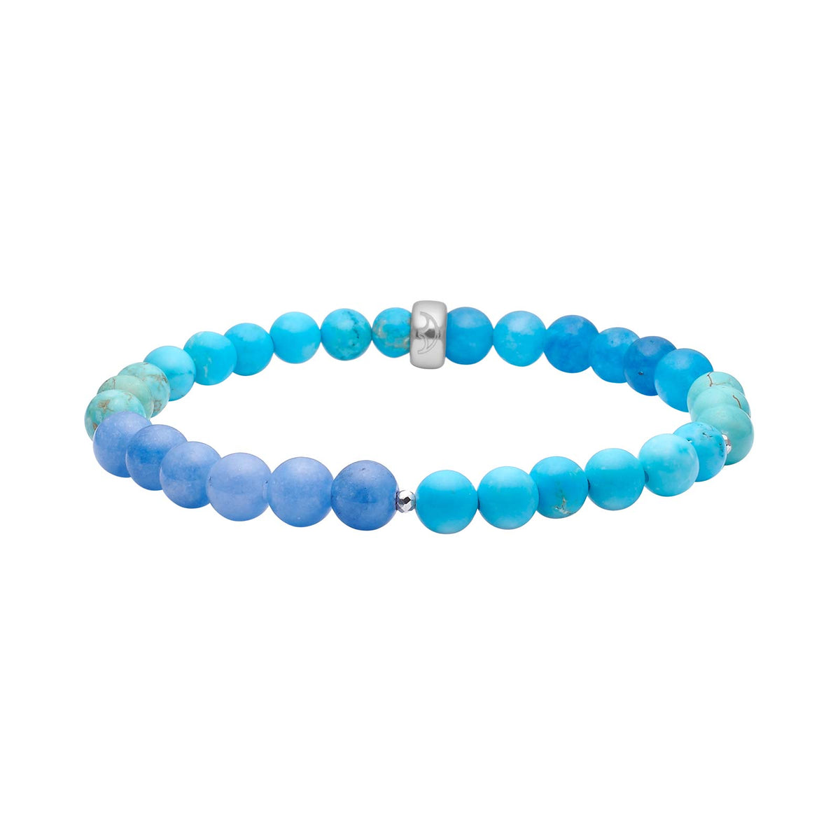 Heide Heinzendorff elegantes blaues Armband aus rhodiniertem Silber mit 6 mm großen Perlen aus Quarz, Howlith und Hämatit – stilvoller, zeitloser Schmuck vom Schmuckzentrum