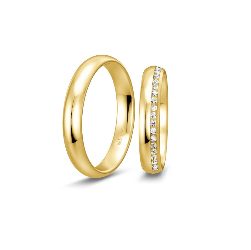 Breuning Renaissance Trauring in 8 bis 14 Karat Gold mit 23 Diamanten