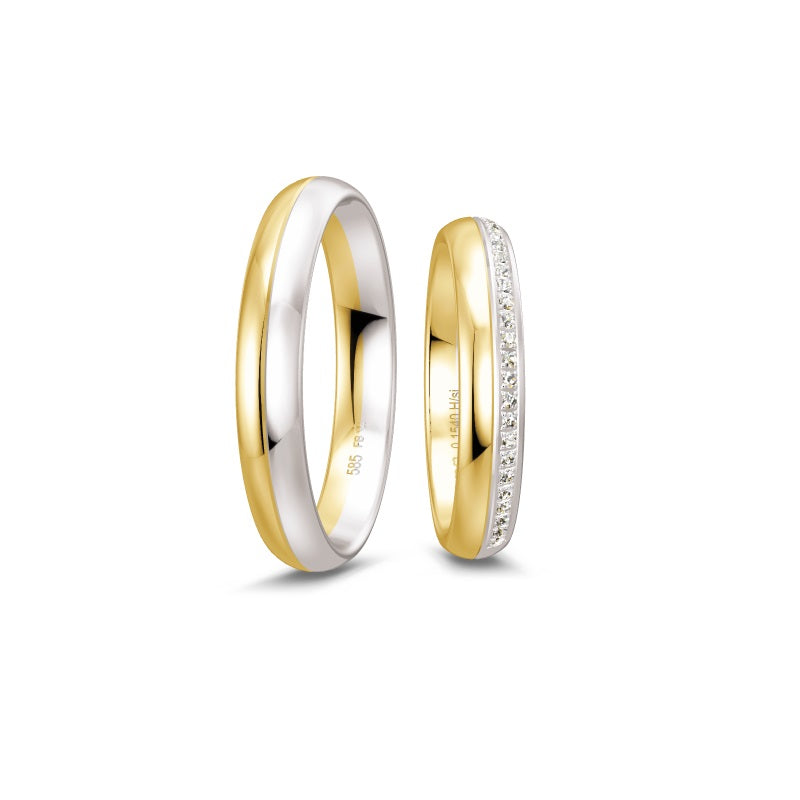 Breuning Renaissance zweifarbiger Trauring mit 28 Diamanten 1,54 ct
