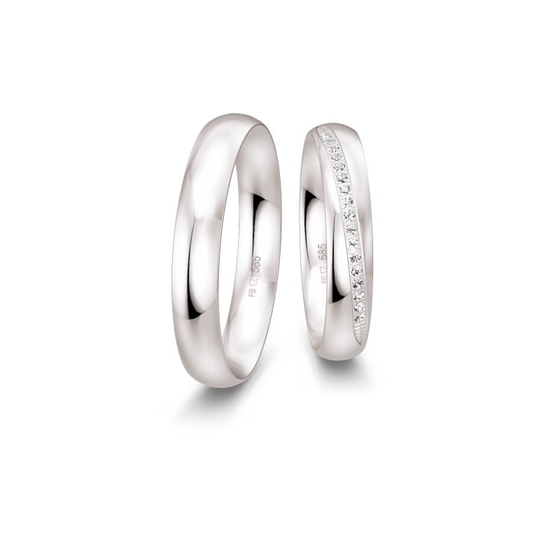 Breuning Renaissance Trauring Weißgold 17 Diamanten 0,094 ct