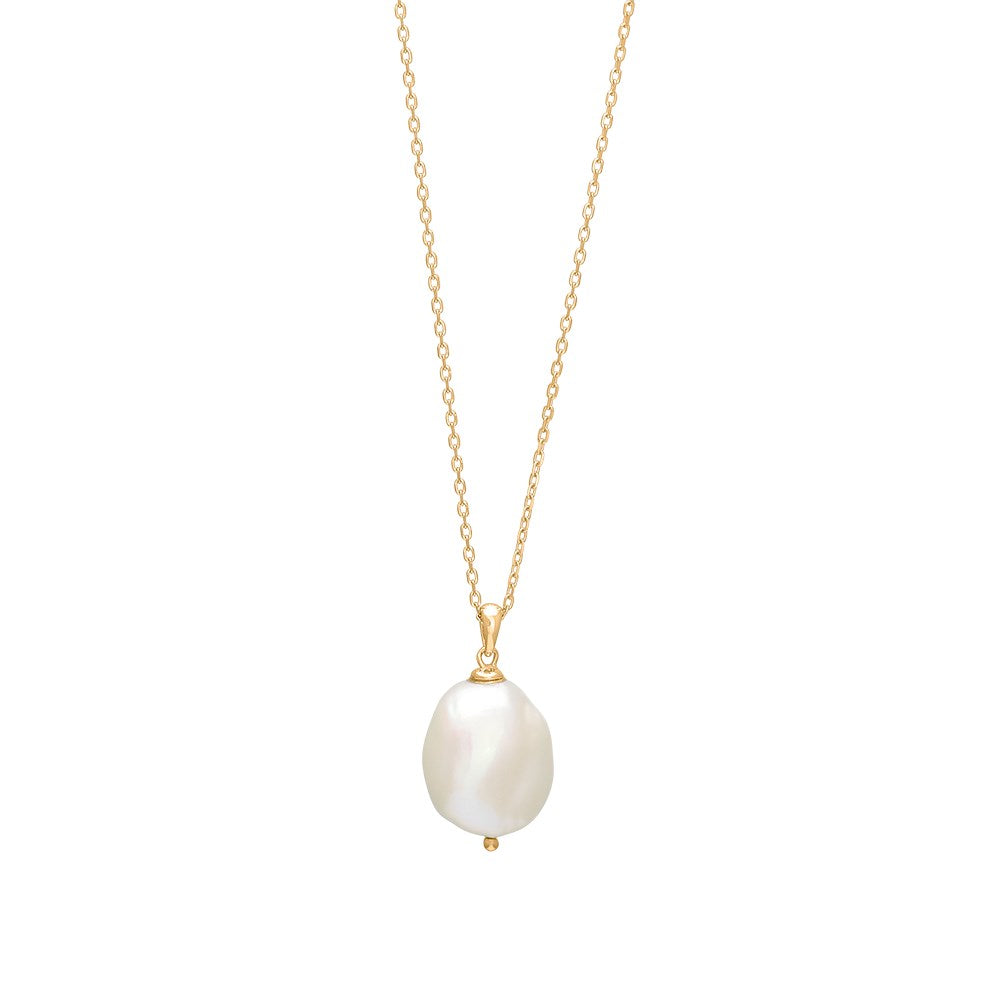 Nordahl Jewellery Baroque52 Halskette aus vergoldetem 925er Sterlingsilber mit eleganter barocker Süßwasserperle