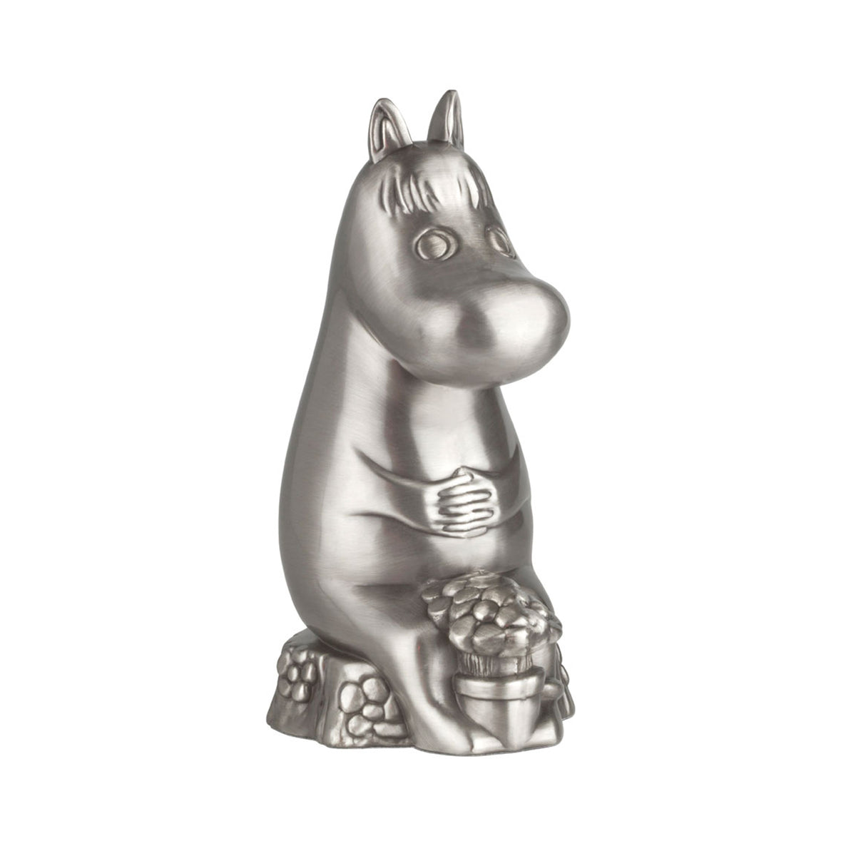 NOA Kids Snorkfräulein-Spardose aus stilvoll versilbertem Metall mit sitzender Figur und raffinierten Blumendetails
