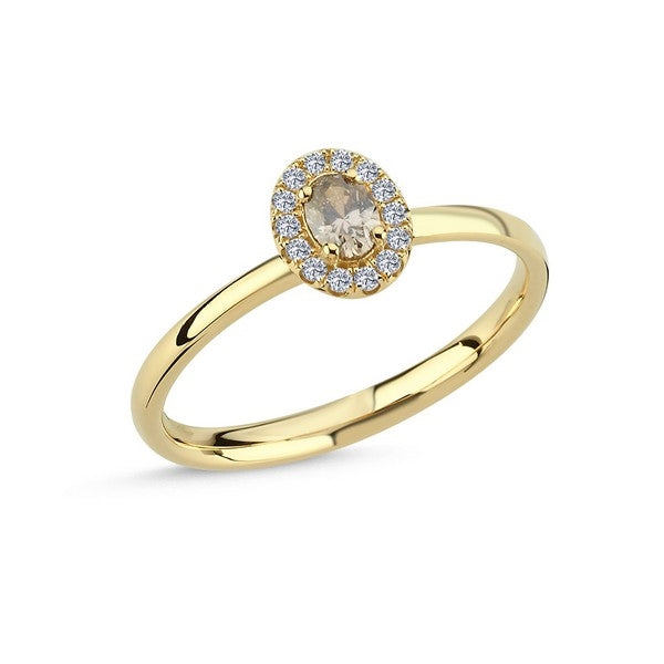 Nuran - Champagner Ring in 14 kt Gold mit insgesamt 0,24ct