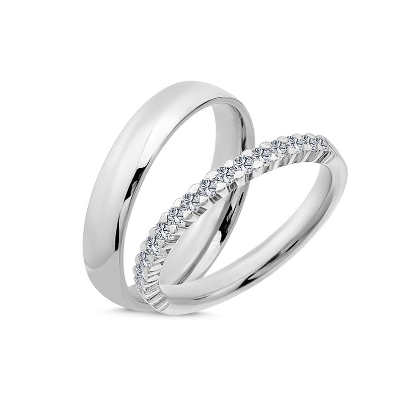 Nuran vielsesringe i 14 kt hvidguld med 0,28 ct brillanter