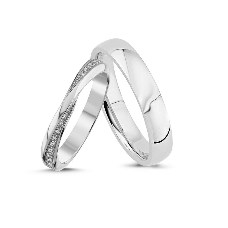 Nuran vielsesringe i 14 kt hvidguld med 0,20 ct brillanter