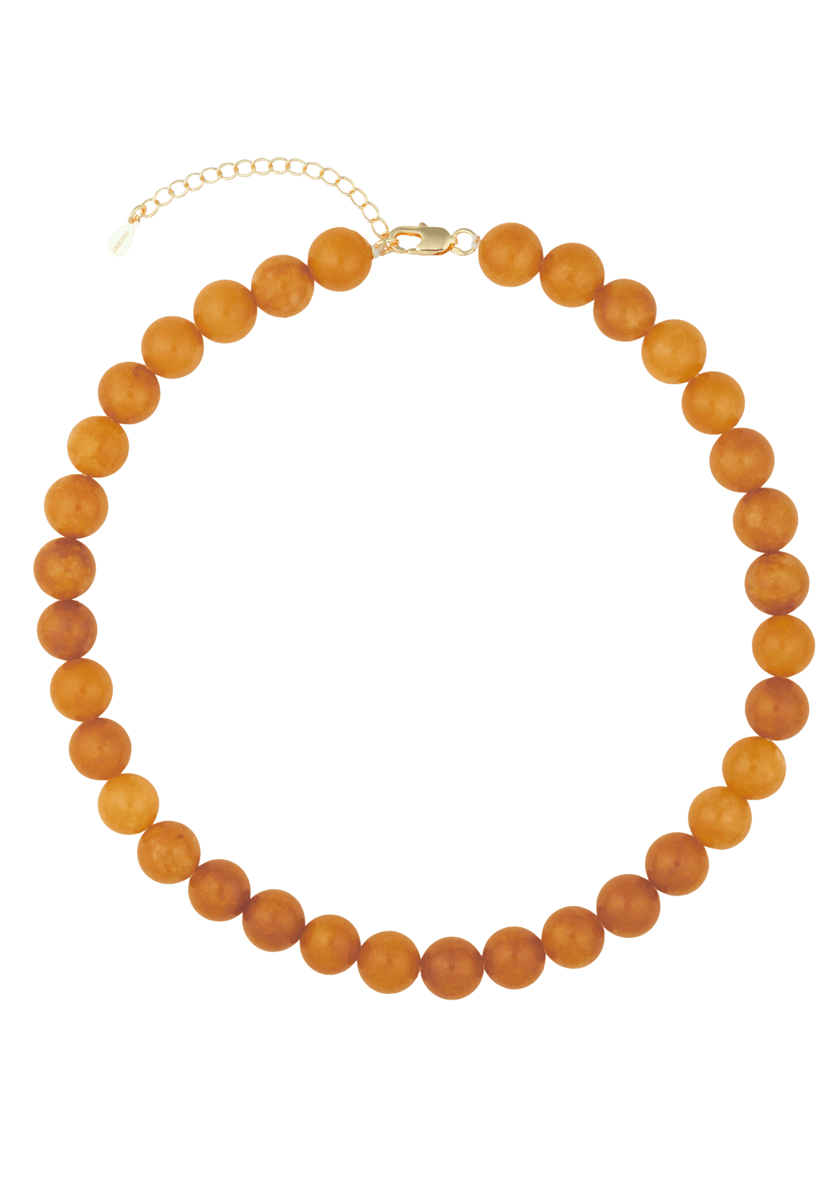 Elegante Candy Coral Amber Halskette mit leuchtend orangefarbenen Kristallperlen von House of Vincent, stilvoll veredelt mit vergoldetem Silber – erhältlich im Schmuckzentrum