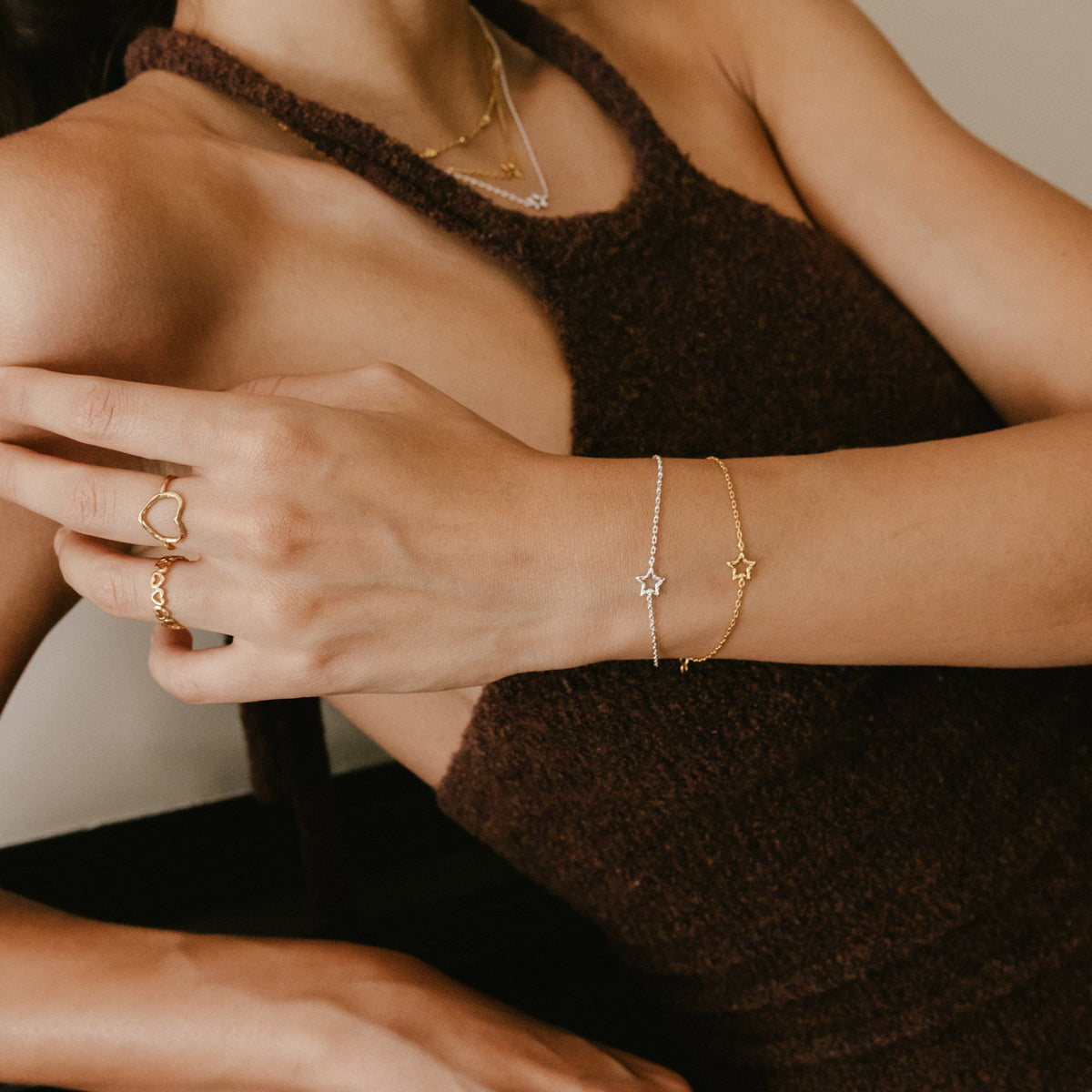 Enamel Organic Star armbånd i forgyldt messing, billede 3