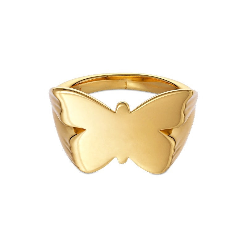 Butterfly Signet ring i forgyldt sølv BSR-HS23-G