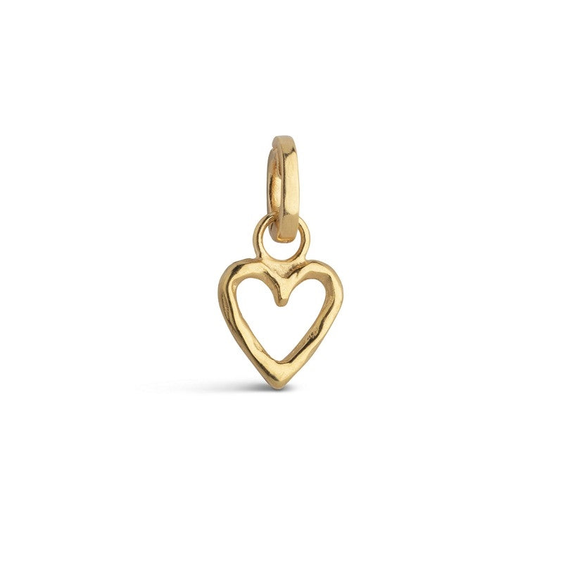 Enamel - Organisk hjerte charm i forgyldt sølv