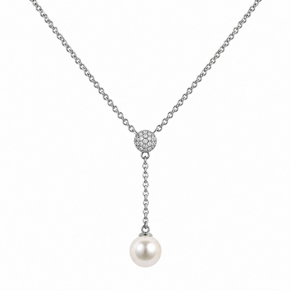 Silberanhänger mit Zirkonia und Perle inkl. Kette