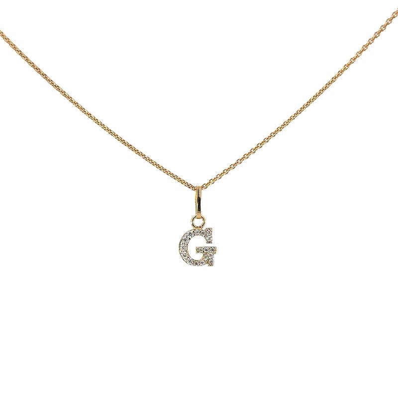 Buchstabenanhänger in 8 Karat Gold mit zirkonia