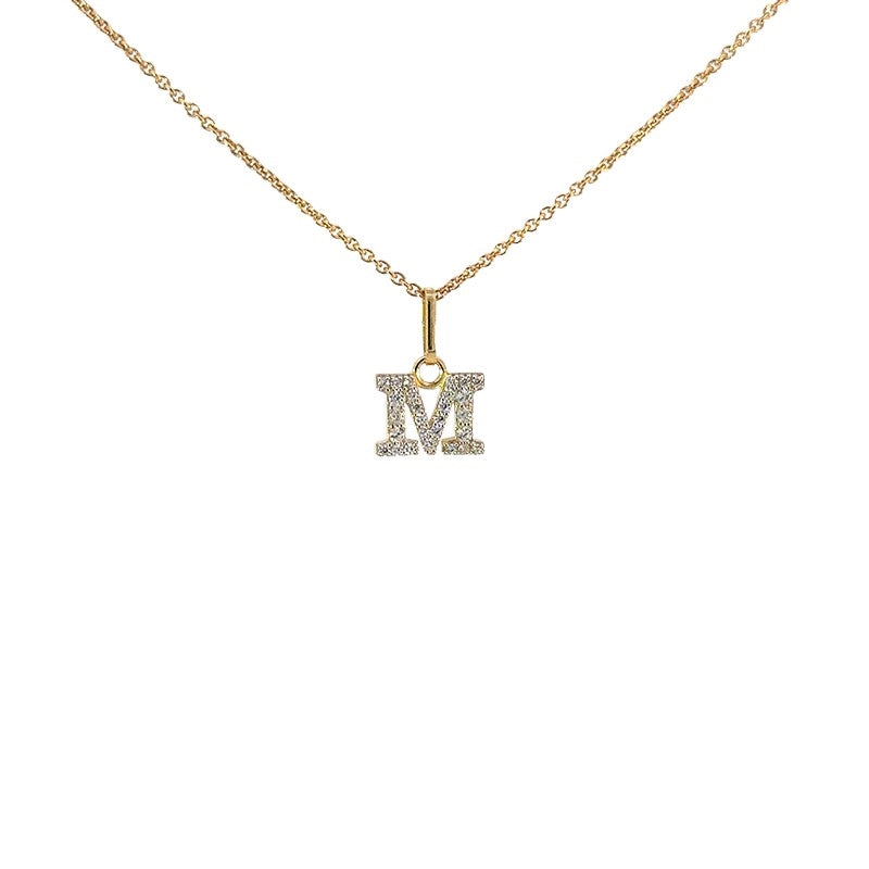Buchstabenanhänger in 8 Karat Gold mit zirkonia