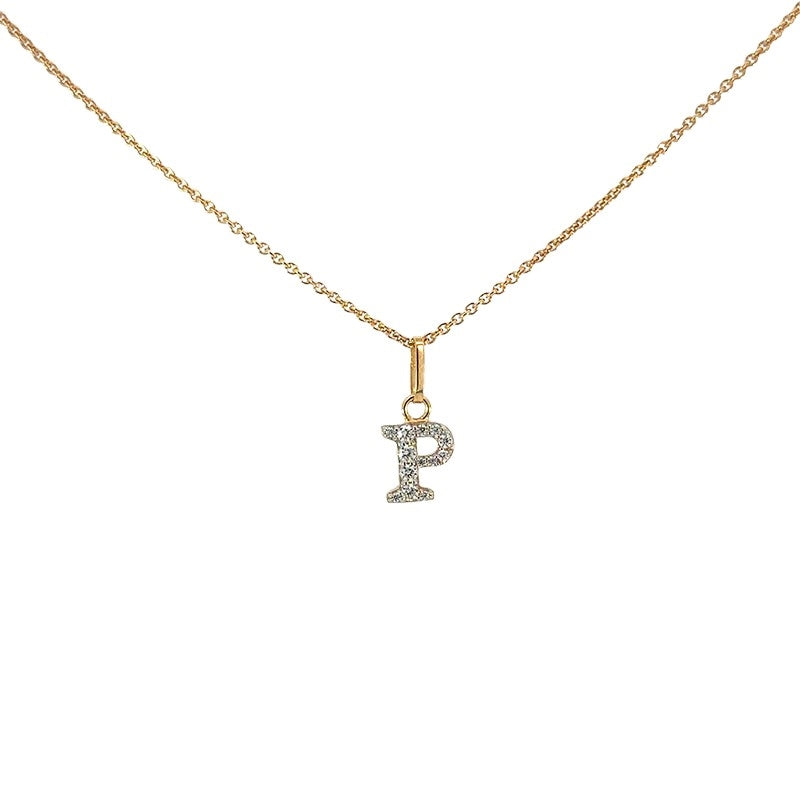 Buchstabenanhänger in 8 Karat Gold mit zirkonia