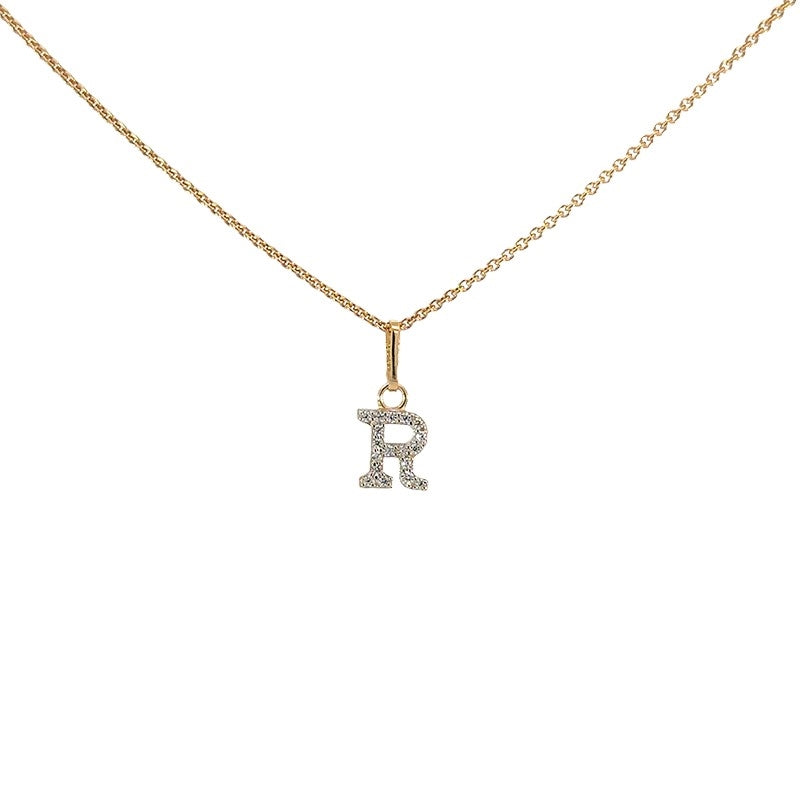 Buchstabenanhänger in 8 Karat Gold mit zirkonia