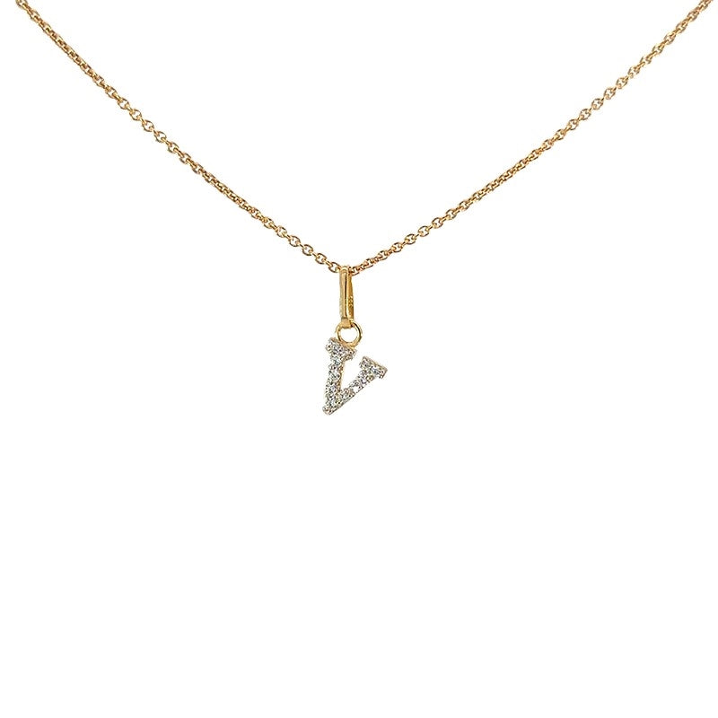 Buchstabenanhänger in 8 Karat Gold mit zirkonia