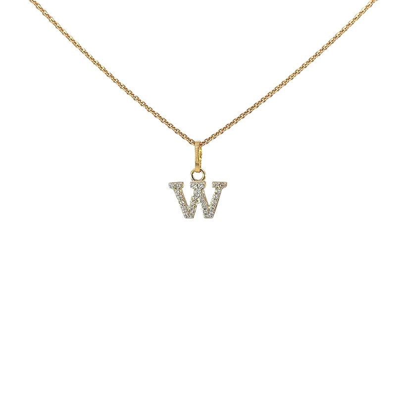 Buchstabenanhänger in 8 Karat Gold mit zirkonia