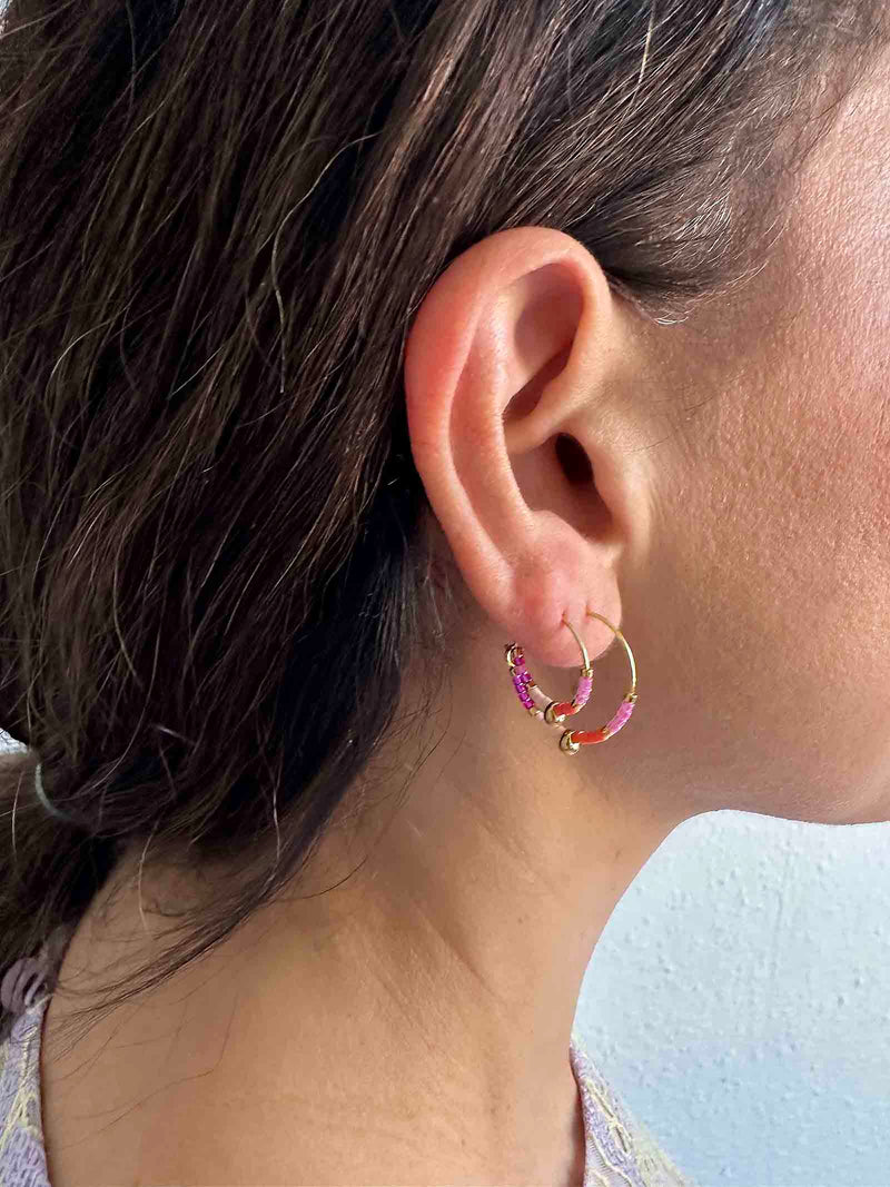 Nuni Heidi Coral Love hoops i forgyldt sølv detalje