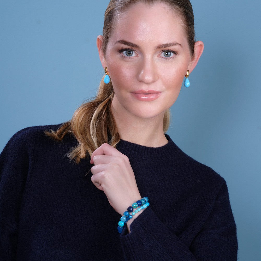 Heide Heinzendorff Blaues Armband aus Silber mit Quarz, Howlith und Hämatit, 6 mm