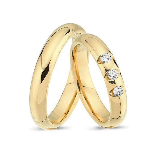 Nuran vielsesringe i 8-14 kt guld med tre diamanter 0,08 ct