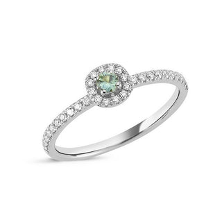 Schmuckzentrum Nuran Sofia – eleganter Diamantring aus 14-karätigem Weißgold mit grünem Saphir und insgesamt 0,17 ct. Brillanten