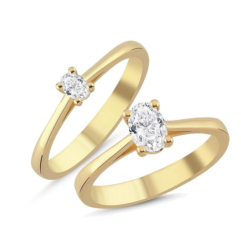 The One Oval Diamantring i 14 kt. guld med 0,13 - 0,50
