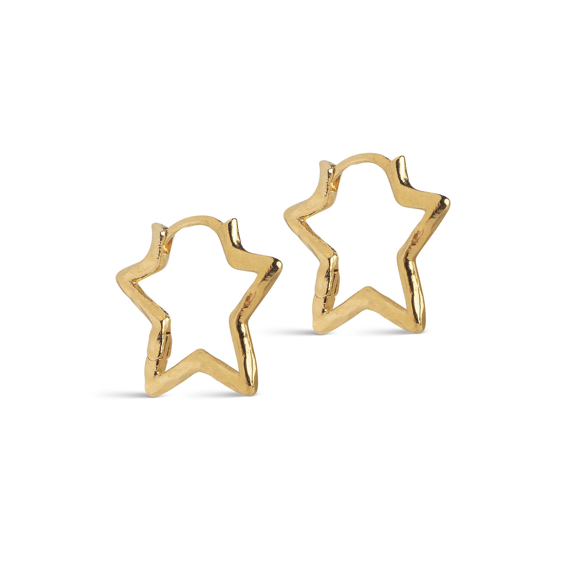 Enamel Organic Star hoops i forgyldt messing