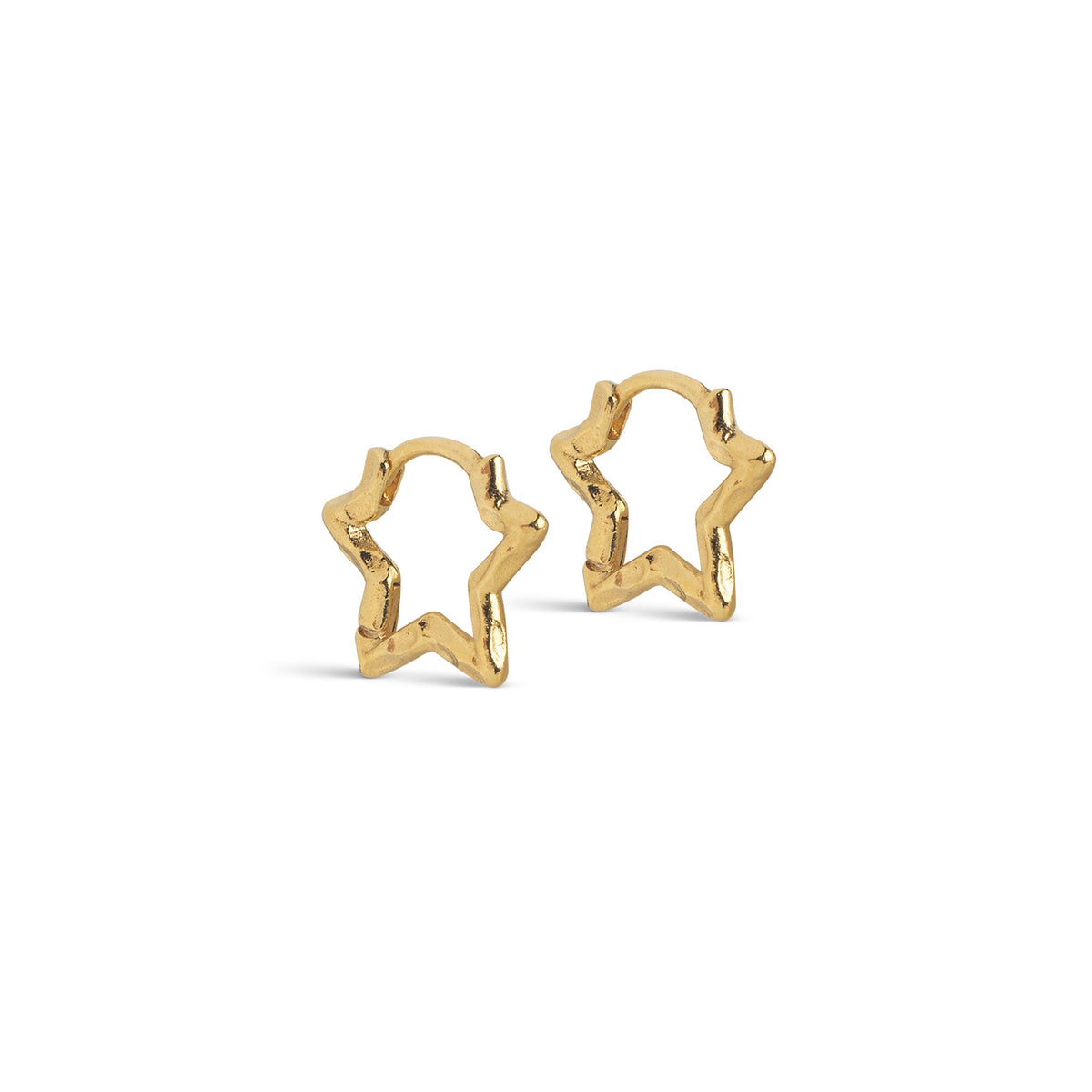 Enamel Organic Star hoops small i forgyldt messing