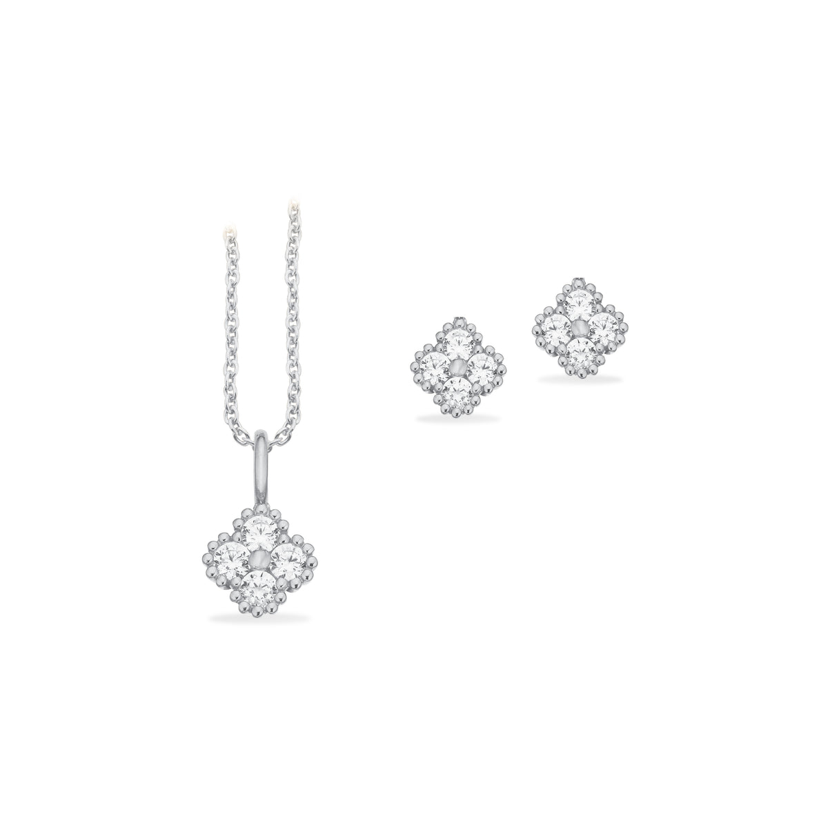 Pixel smykkesæt cubic zirkonia i sølv