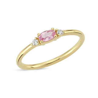 Nuran ring i 14 karat guld med oval pink safir og 0,05 ct. diamanter