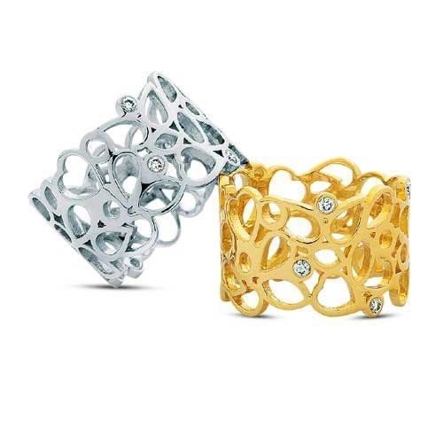 Nuran hjerte ring i 14 guld med 6 x 0,02 model R2926