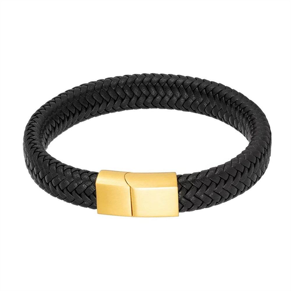 Rico's Læderarmbånd til mænd i flettet læder RC516G