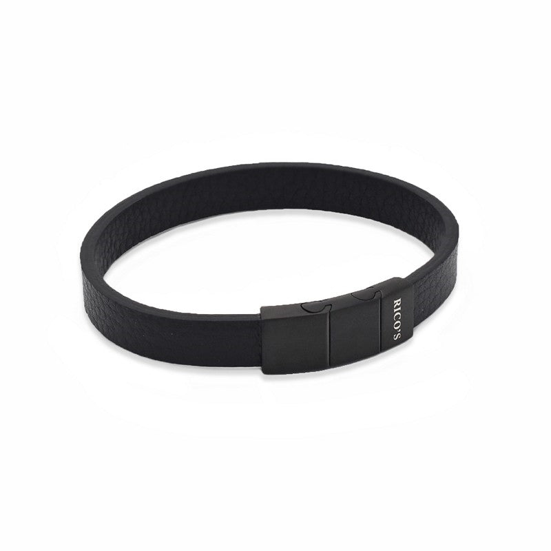 Rico's Læderarmbånd til mænd i sort læder RC521S-Black 2