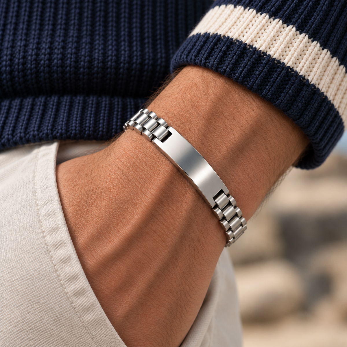 Rico's ID-Armband für Herren aus 8 mm poliertem Edelstahl