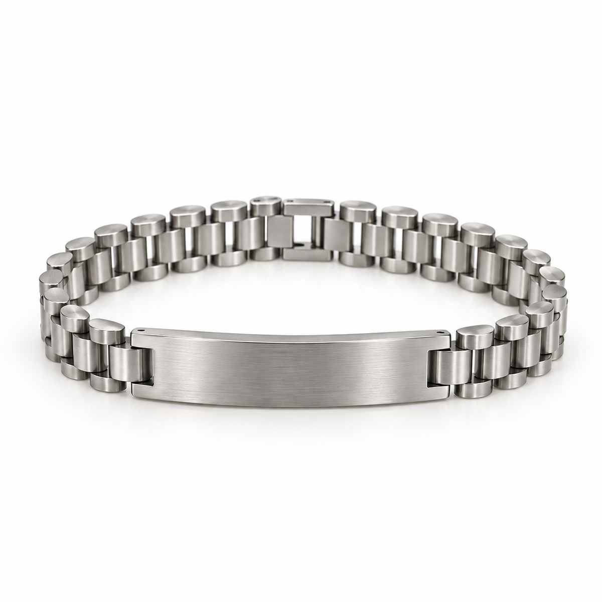 Elegantes ID-Armband von Schmuckzentrum aus glänzendem Edelstahl mit stilvoller Uhrenkette und Gravurplatte