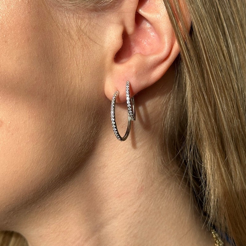 20 mm Tina Hoops i sølv m zirkonia ME-005-s