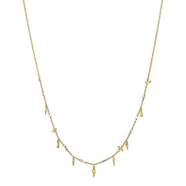 Maanesten Toutsi halskæde i 18 kt. forgyldt sølv med ferskvandsperler og natursten