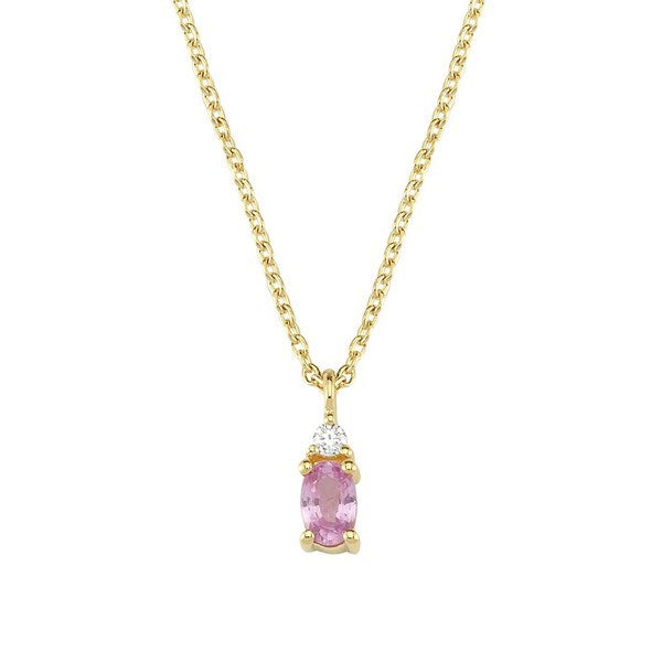 Petit oval - Pink safir halskæde i 14 kt. guld | V1111