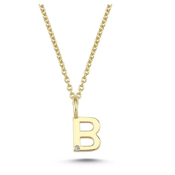 Buchstabenanhänger in 14 kt Gold mit 0,005 ct - 6,5 mm