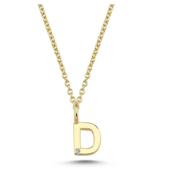 Buchstabenanhänger in 14 kt Gold mit 0,005 ct - 6,5 mm