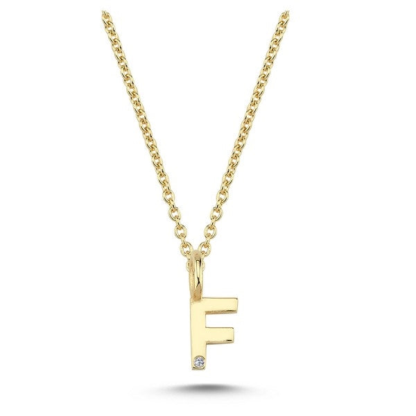 Buchstabenanhänger in 14 kt Gold mit 0,005 ct - 6,5 mm