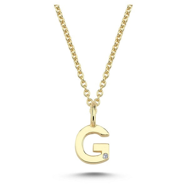 Buchstabenanhänger in 14 kt Gold mit 0,005 ct - 6,5 mm