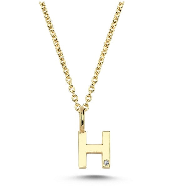 Buchstabenanhänger in 14 kt Gold mit 0,005 ct - 6,5 mm
