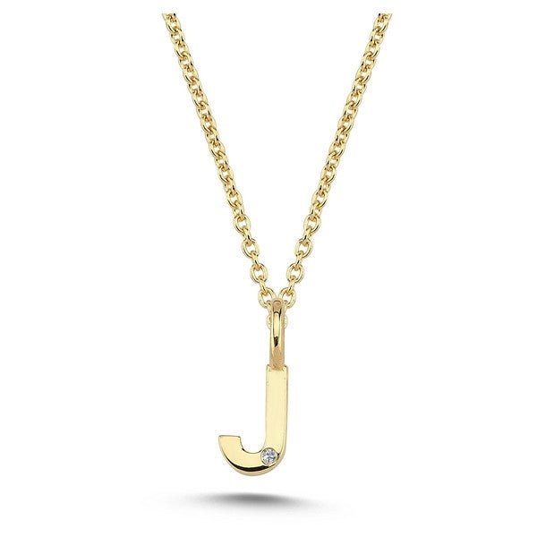 Buchstabenanhänger in 14 kt Gold mit 0,005 ct - 6,5 mm