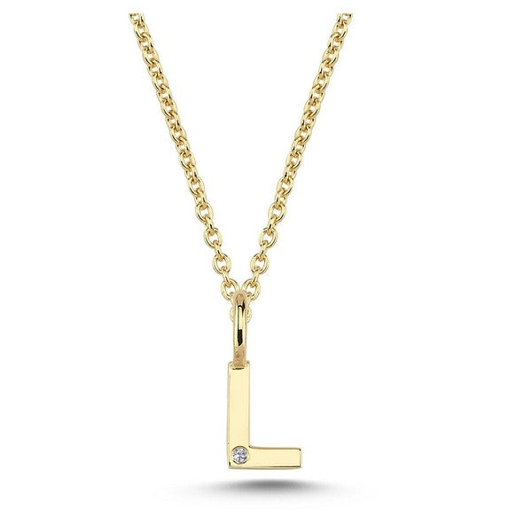 Buchstabenanhänger in 14 kt Gold mit 0,005 ct - 6,5 mm