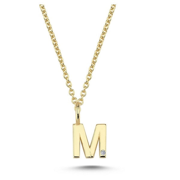 Buchstabenanhänger in 14 kt Gold mit 0,005 ct - 6,5 mm