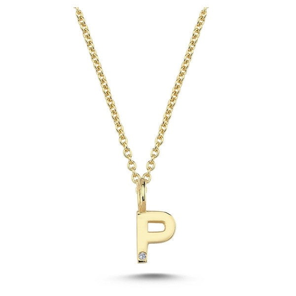 Buchstabenanhänger in 14 kt Gold mit 0,005 ct - 6,5 mm