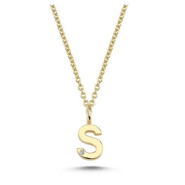 Buchstabenanhänger in 14 kt Gold mit 0,005 ct - 6,5 mm